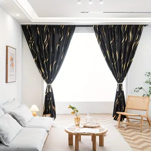 1pc Golden Black Blackout Curtain For Study Room Kitchen Living Room Dorm Room Bedroom Accessories Room Decor Home Decor