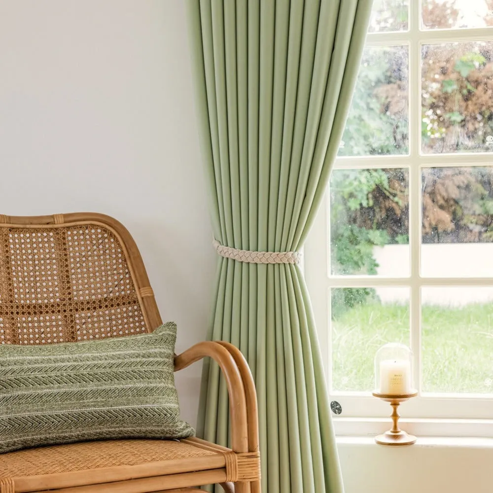 1pc Matcha Green Blackout Bedroom Curtain, Home Decor