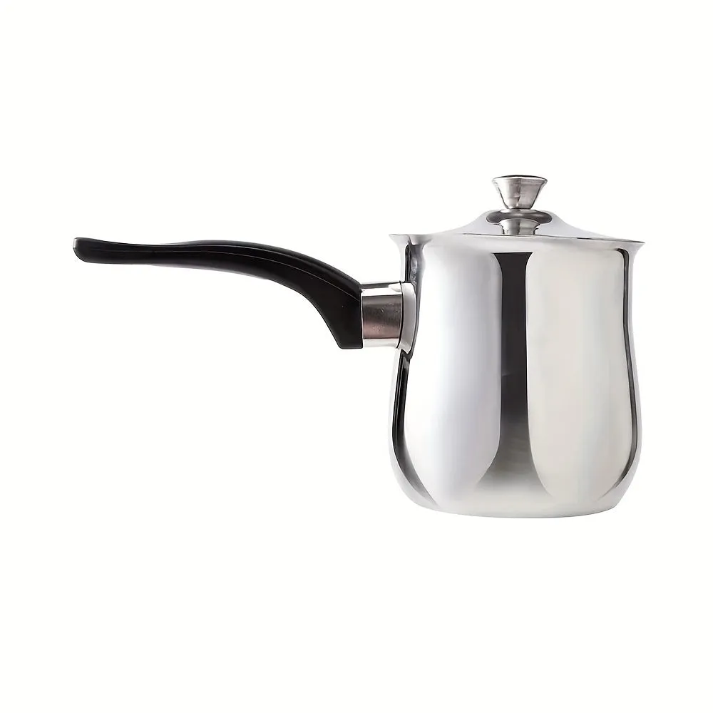 1pc Premium Stainless Steel Coffee Pot - Long-Handled Latte Art Pot for Easy Pouring and Serving - Durable, Rust-Resistant, and Easy to Clean