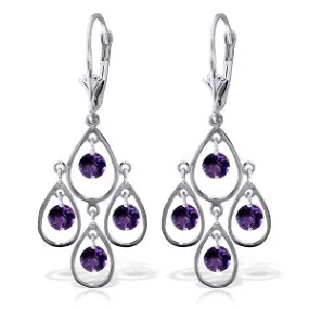 2.4 Carat 14K Solid White Gold Moments Mean Amethyst Earrings