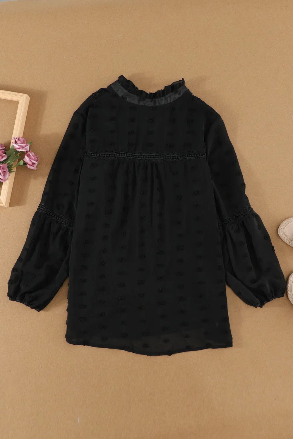 3D Dotted Texture V-Neck Blouse