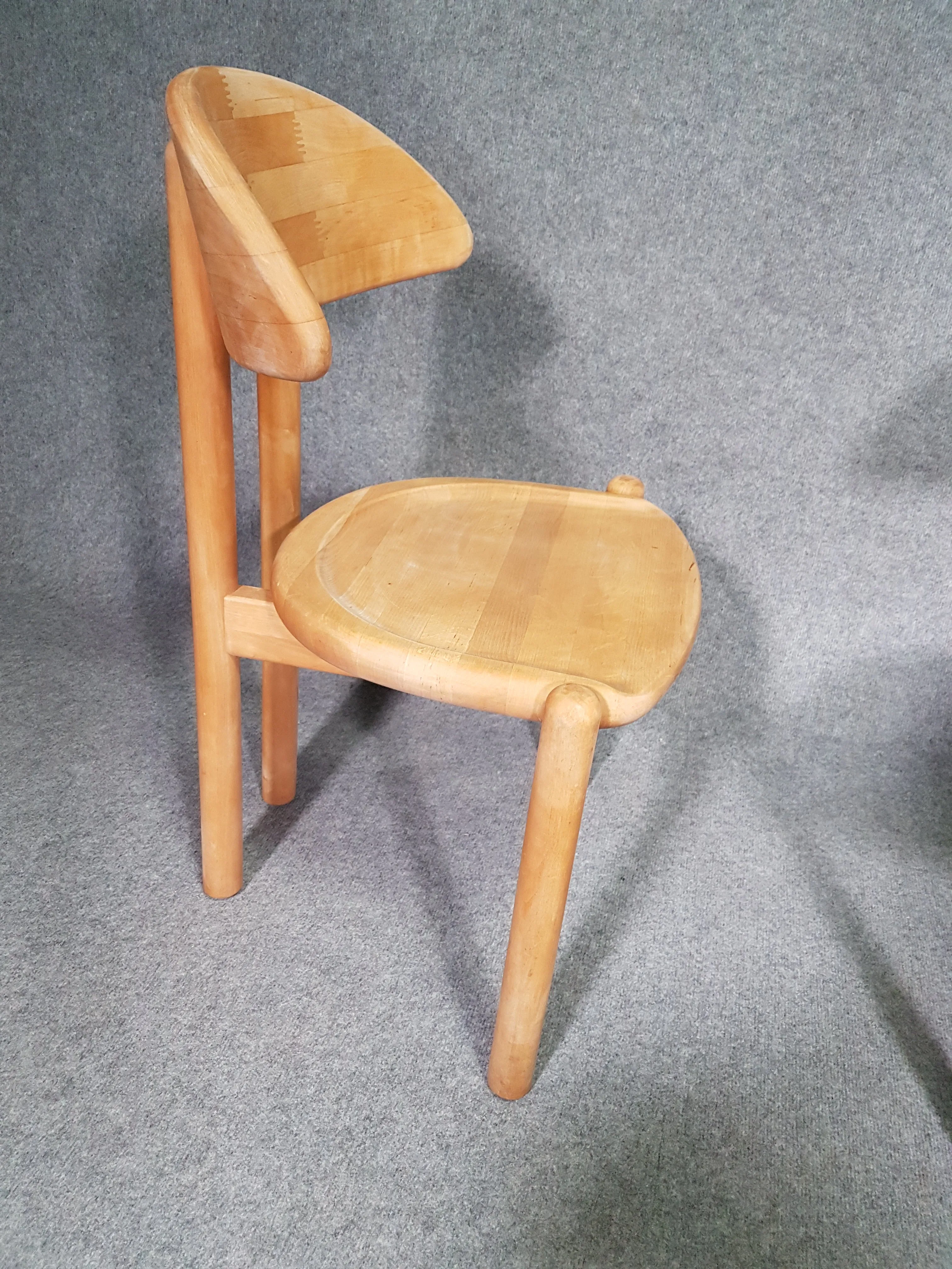 6 x chairs in solid maple by Ansager Møbler, Denmark. Danish craftsmanship