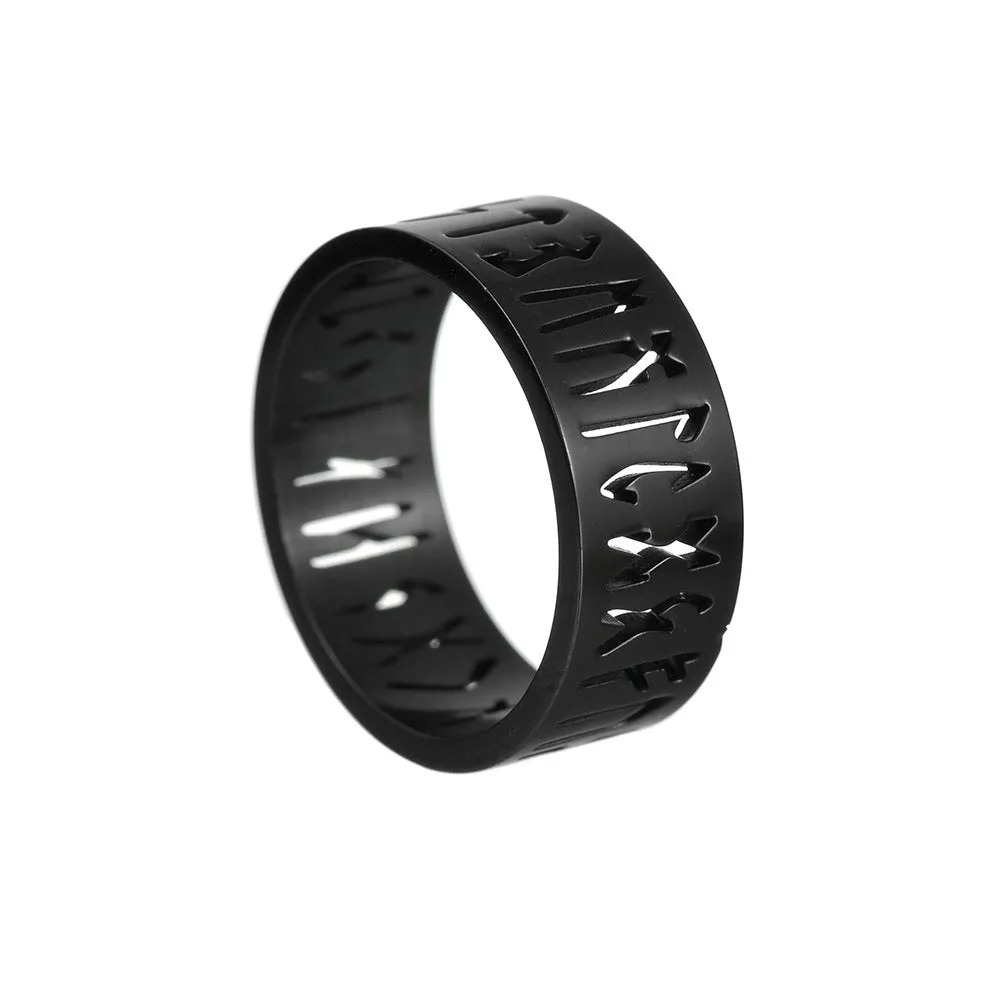 8MM Stainless Steel Viking Rune Men's Ring - Non-Fading Hollow Jewelry