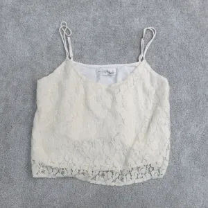 Abercrombie & Fitch Camisole Tank Top Women Medium Ivory Lace Detail Cropped Top