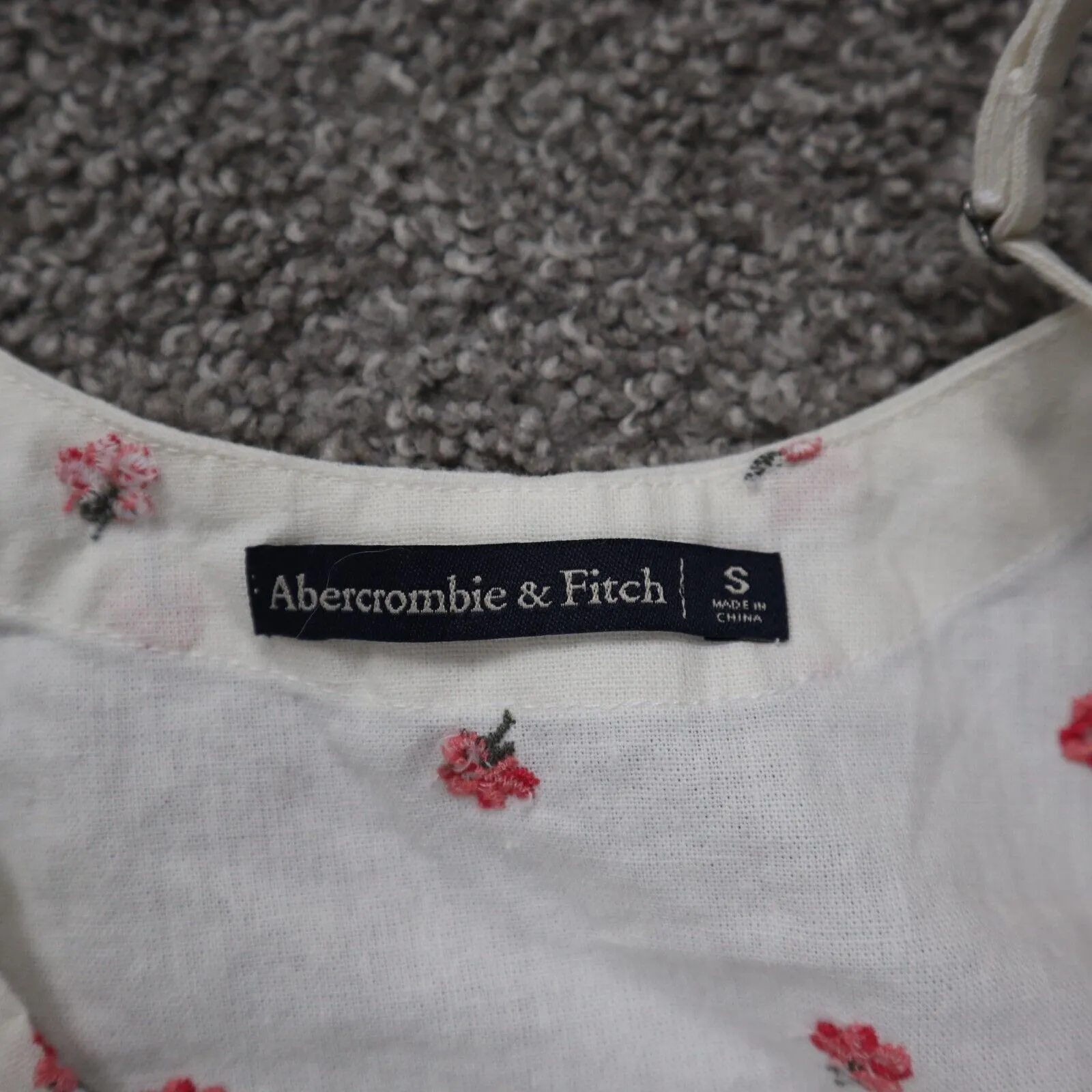 Abercrombie & Fitch Womens Linen Tank Cropped Top Floral Front Button White SZ S