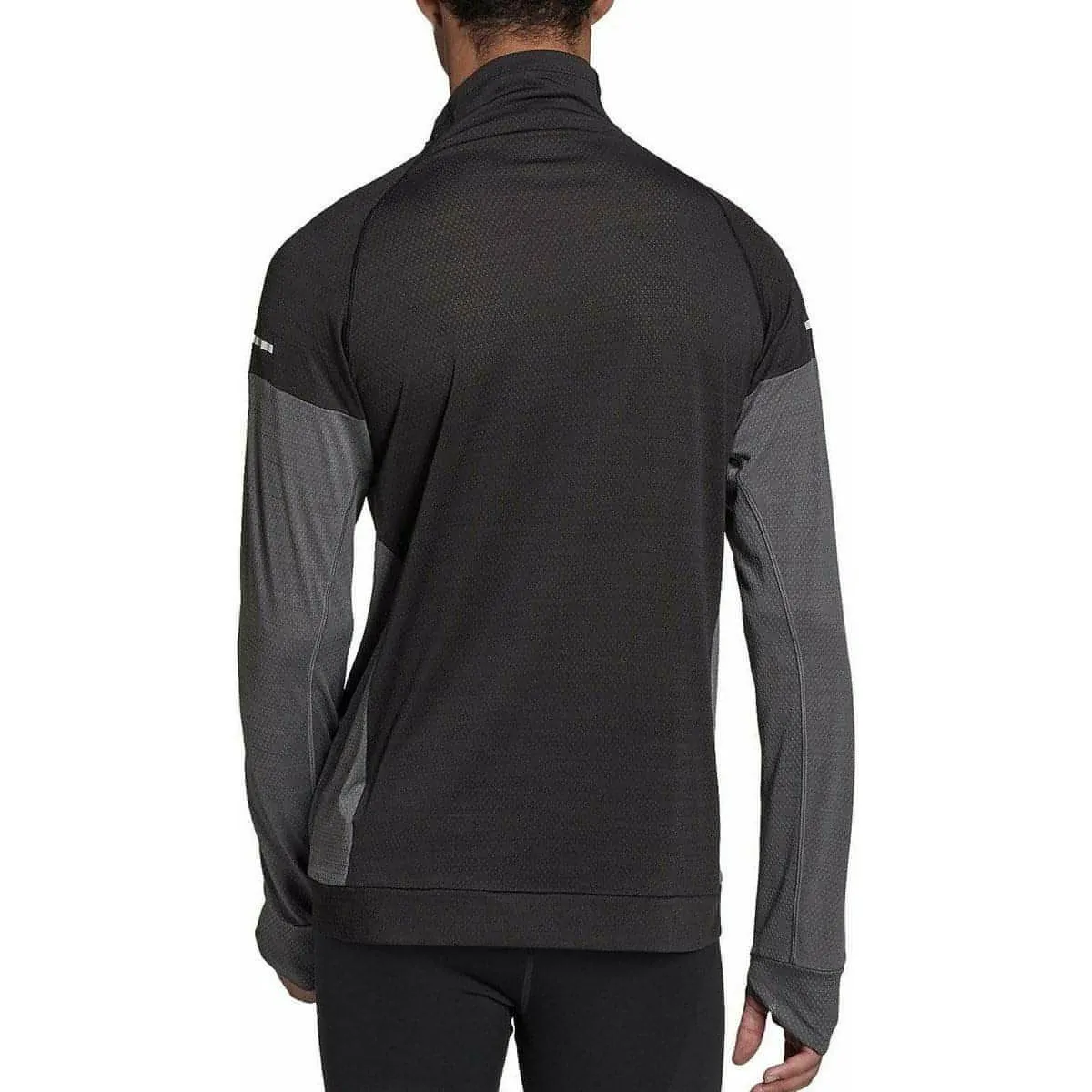 adidas Turtle Graphic Block Long Sleeve Mens Running Top - Black