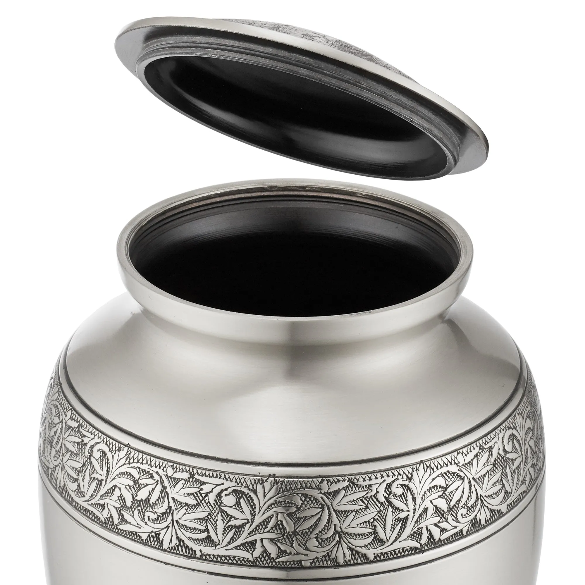 Adult Silver Cremation Memorial Urn with Velvet Bag by Reminded