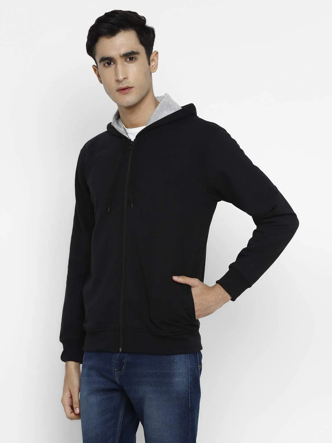 Alan Jones Clothing Men's Cotton Hooded Sweatshirt (Black_XL)