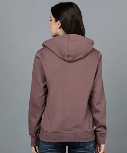 Alan Jones Clothing Women's Cotton Blend Hooded Neck Sweatshirt (WM17-SS01-VNG-L_Vinegar_Brown_L)