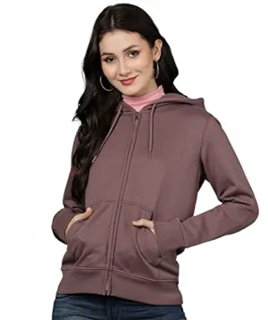 Alan Jones Clothing Women's Cotton Blend Hooded Neck Sweatshirt (WM17-SS01-VNG-L_Vinegar_Brown_L)