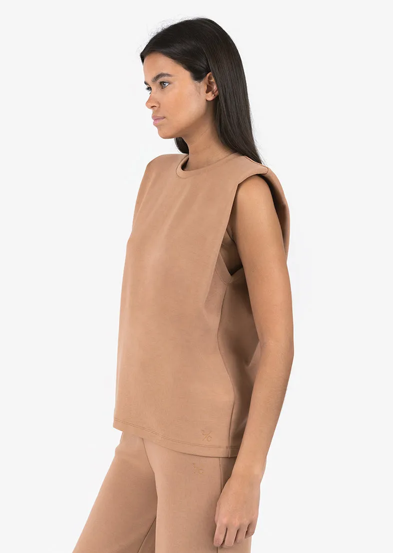 All-Around Lounge Padded Shoulder Tee Cinnamon