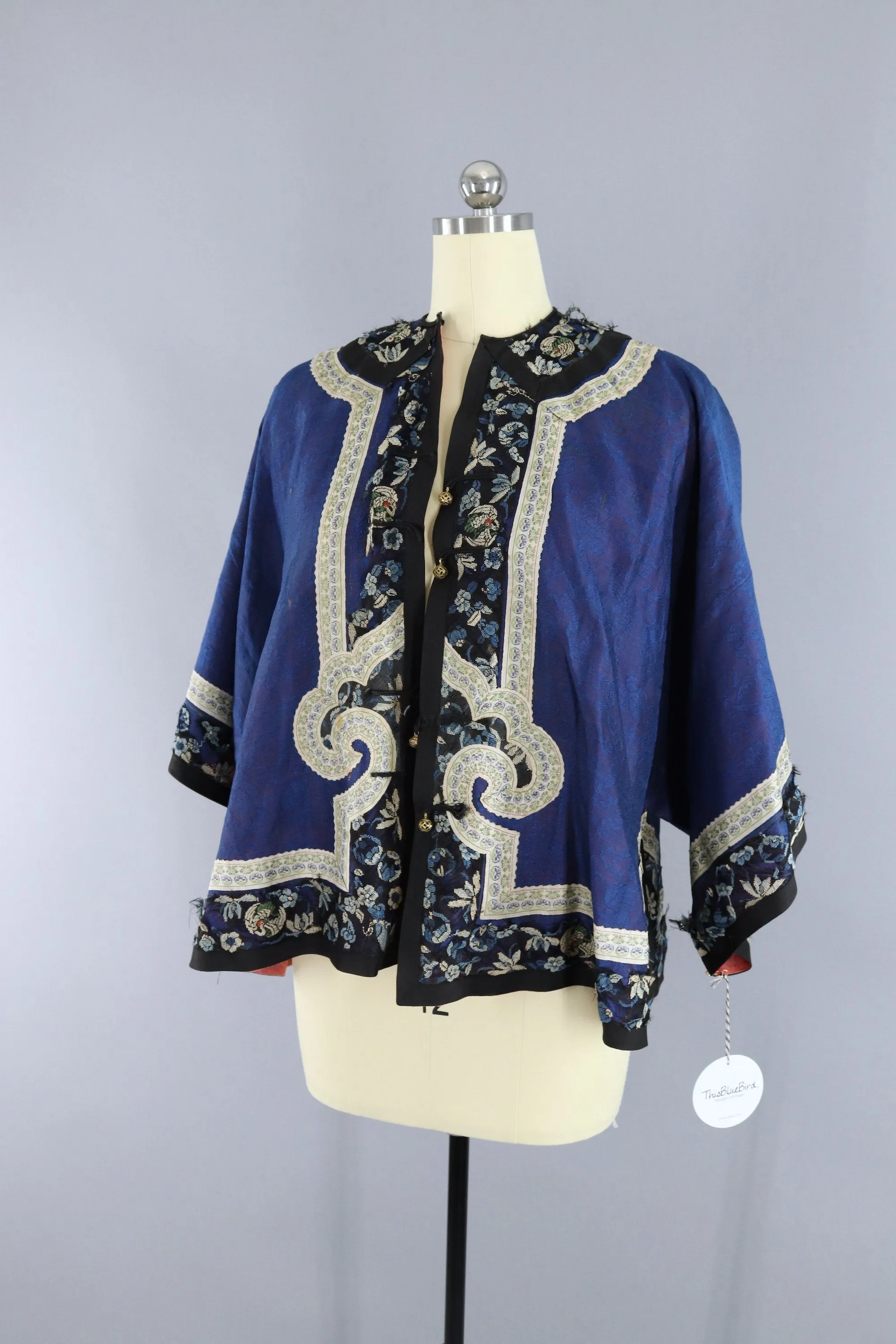 Antique 1870s-1890s Silk Embroidered Chinese Court Jacket