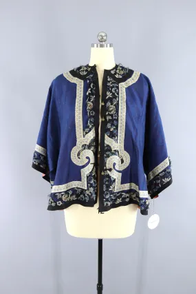 Antique 1870s-1890s Silk Embroidered Chinese Court Jacket