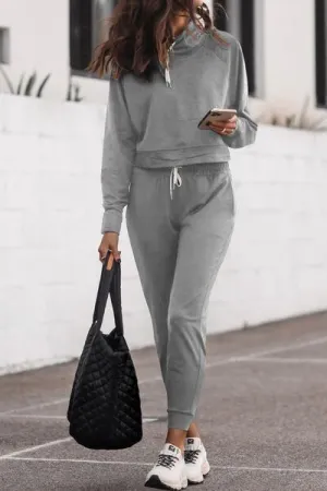 Aspen Hoodie and Pocketed Joggers Set - Grey