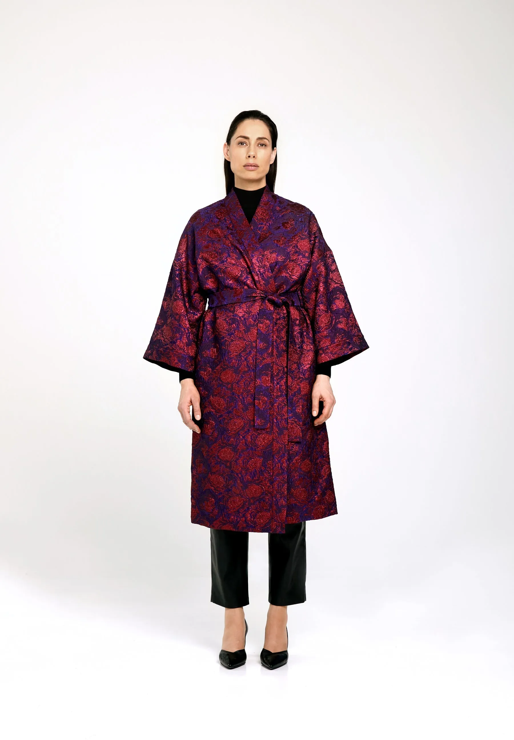 ASTORIA KIMONO WRAP JACKET -  Red lilac florals - Rentals