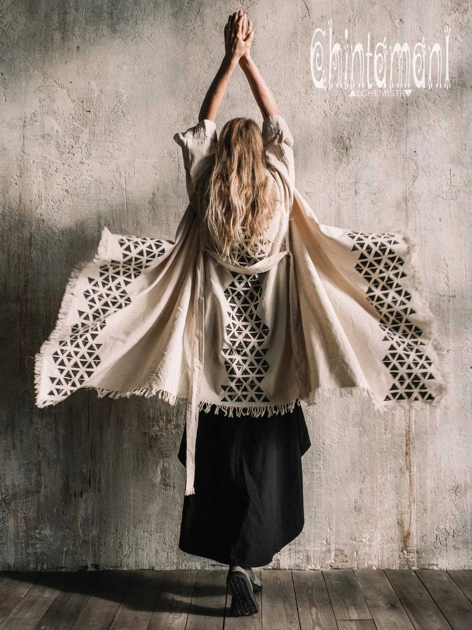 Asymmetric Huge Mantle Cardigan for Women / Raw Cotton Kimono Wrap / Off White