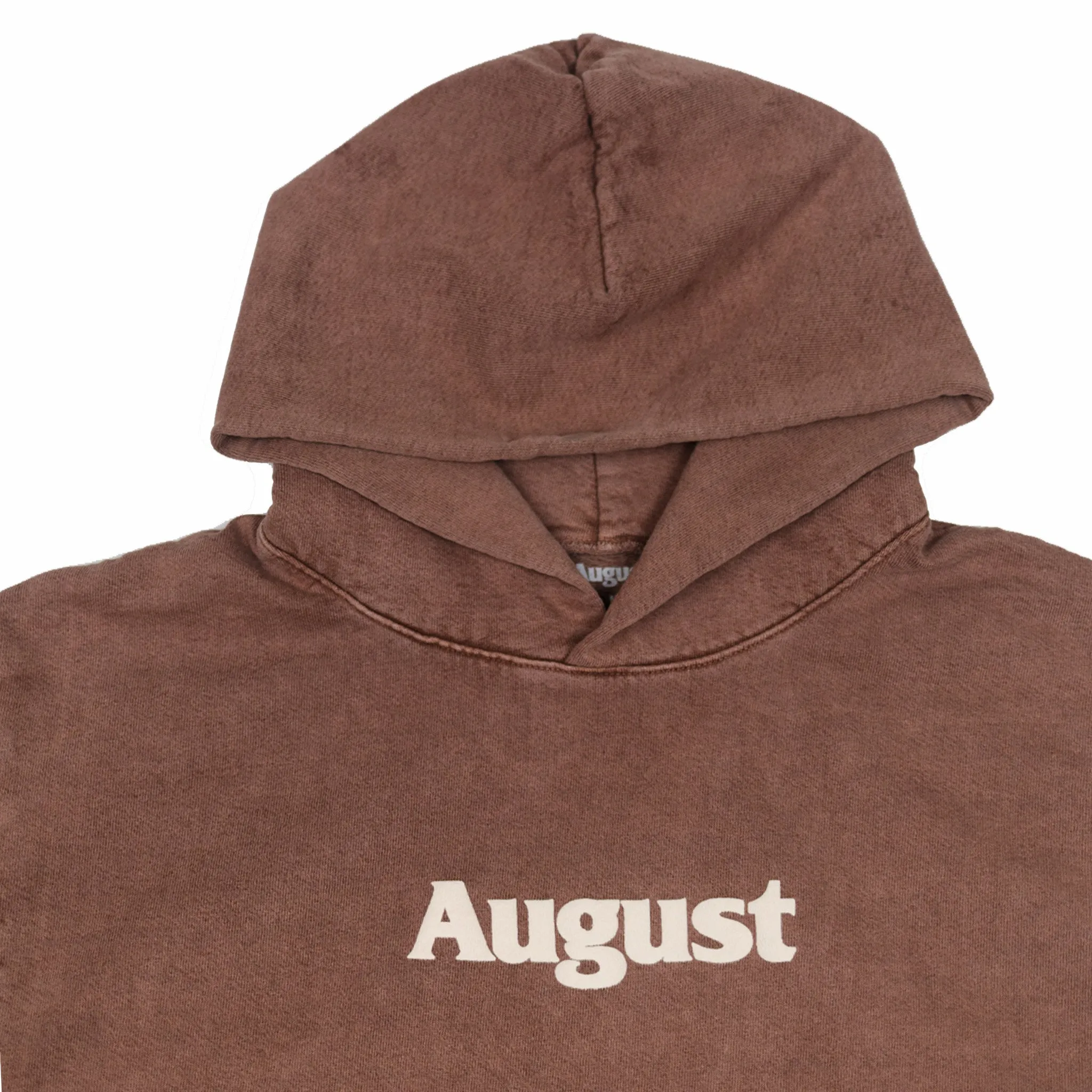 August "Puff Logo" 14oz Pigment Dyed Hoodie (Patchouli/Cream)