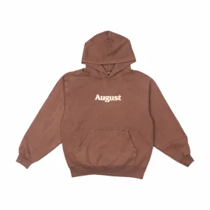 August "Puff Logo" 14oz Pigment Dyed Hoodie (Patchouli/Cream)