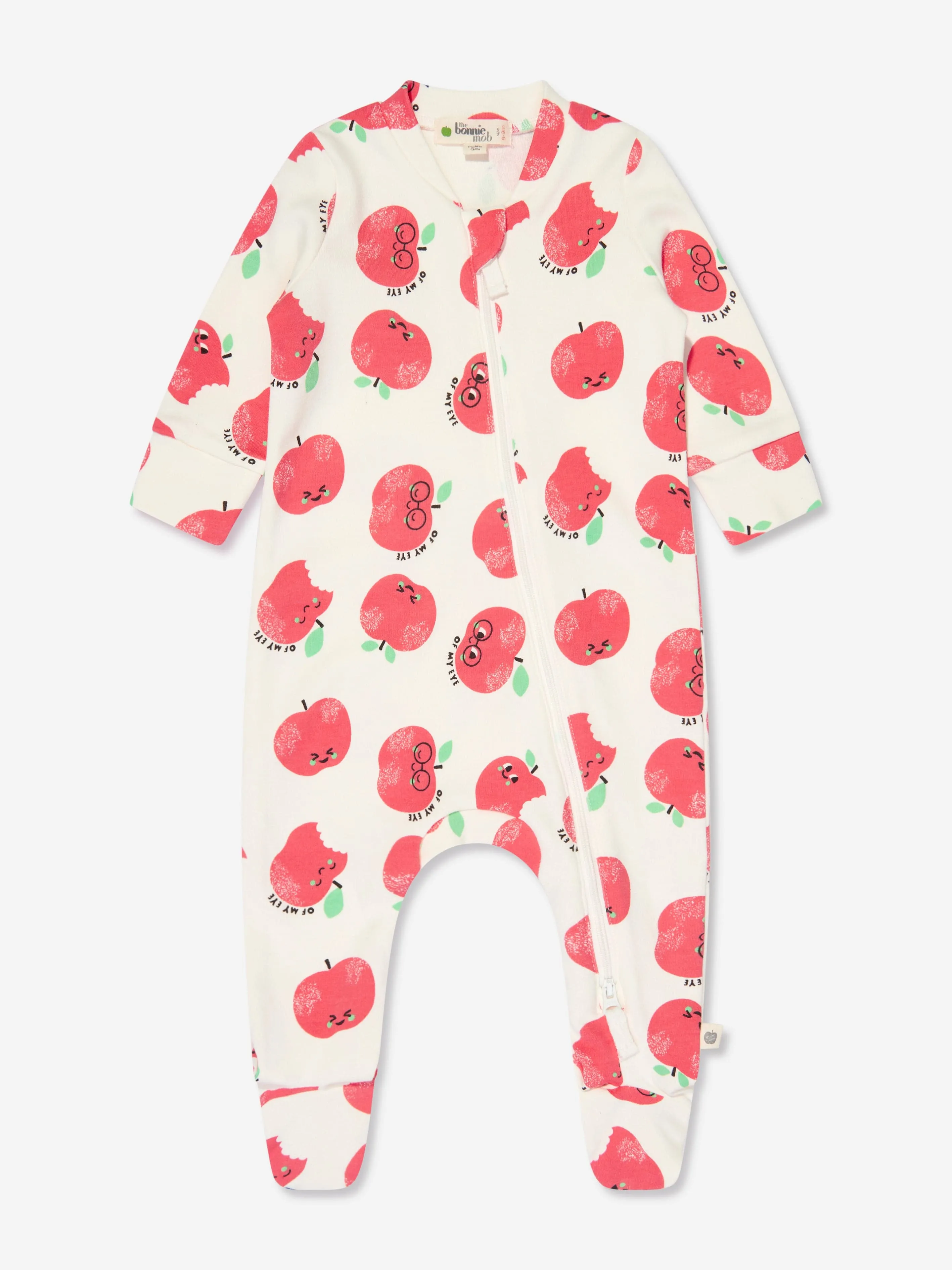 Baby Apples Zip Front Sleepsuit in Red