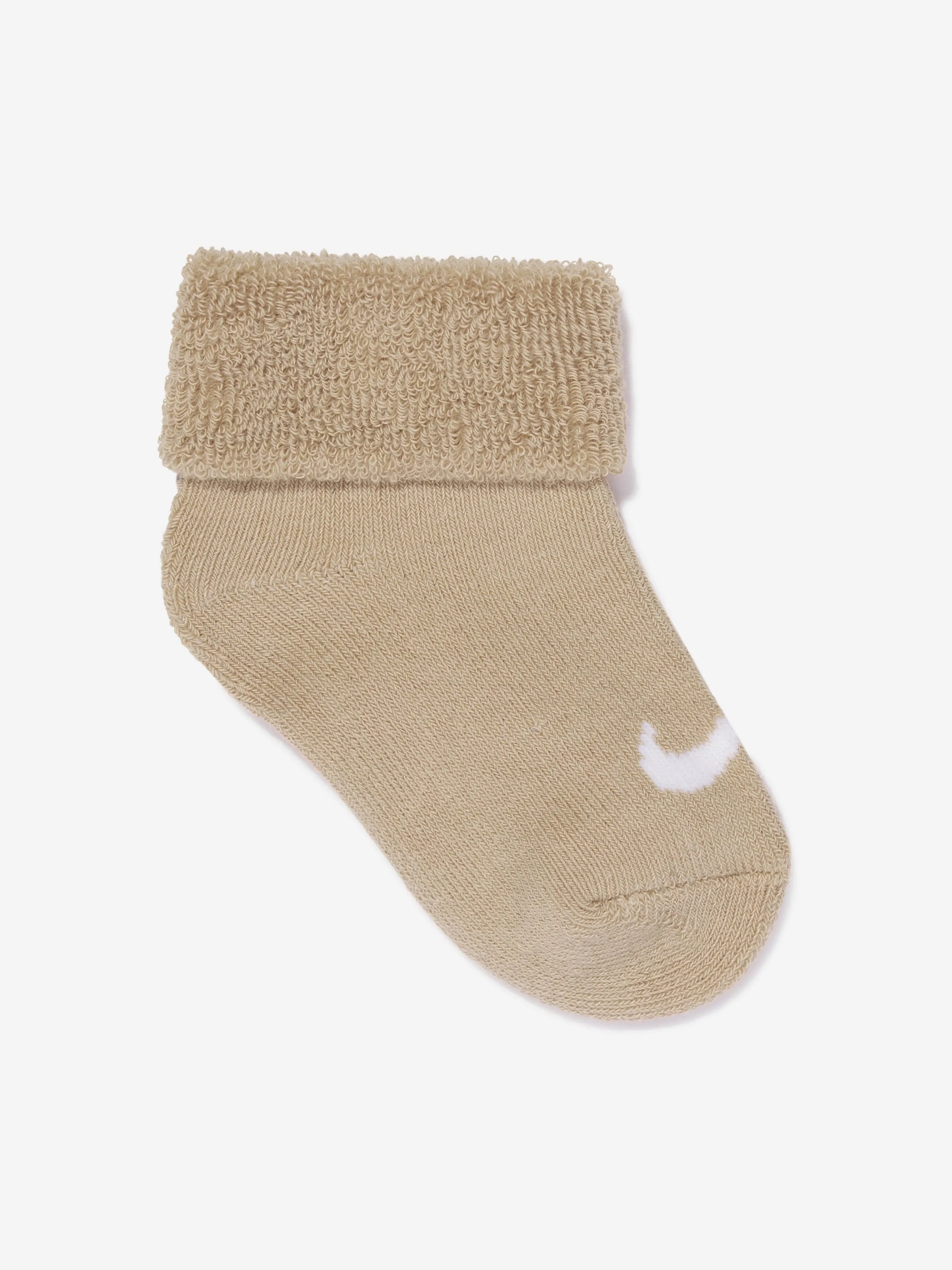 Baby Boys 6 Pack Terry Cuffed Socks Set in Beige