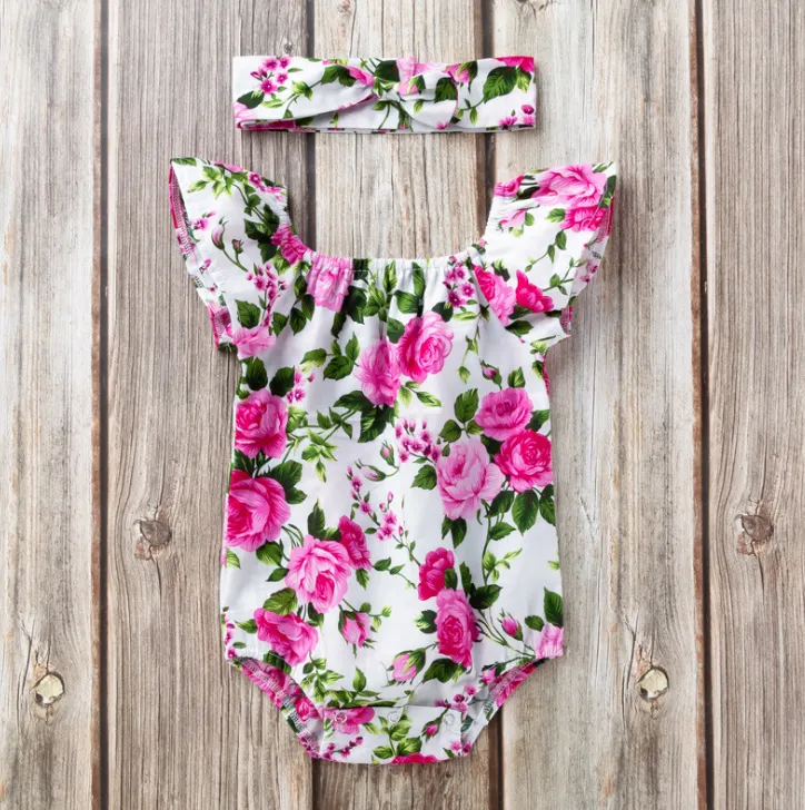 Baby Girl's Rose Romper Outfit