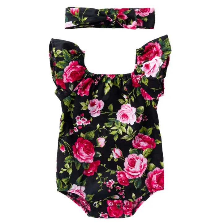 Baby Girl's Rose Romper Outfit