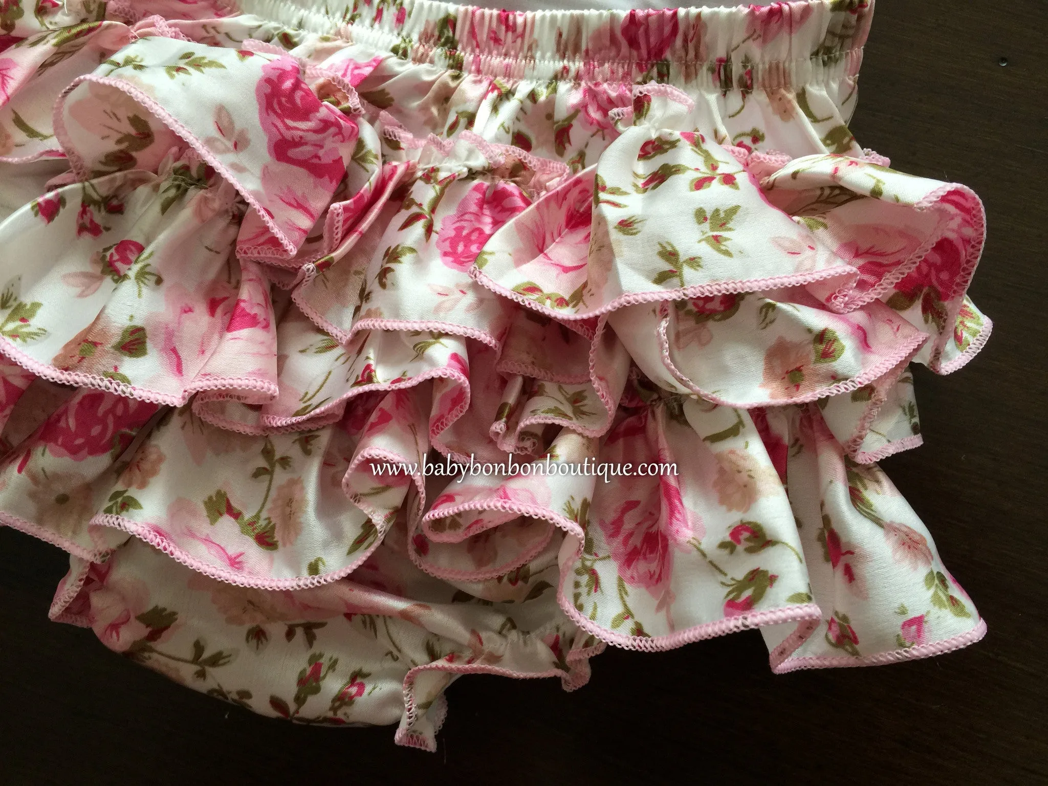 Baby Pink Floral Ruffled Romper