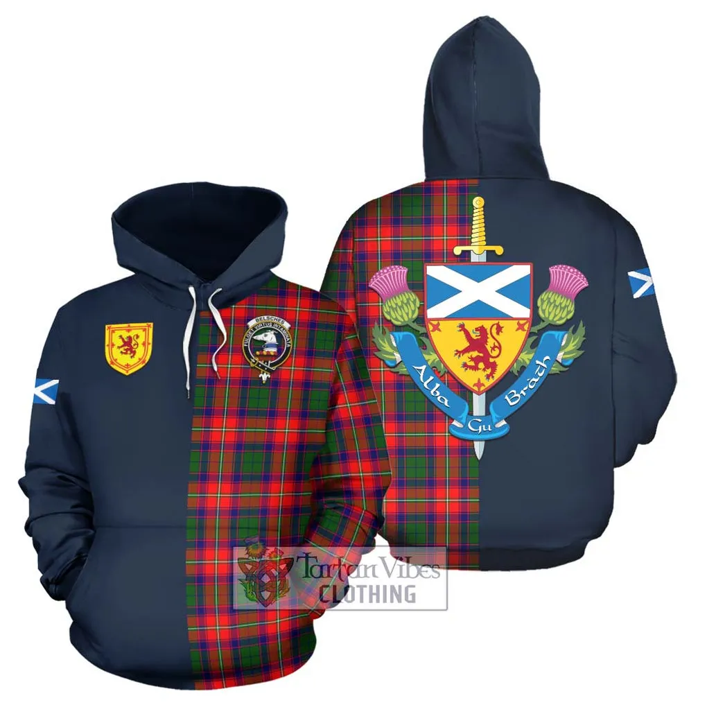 Belsches Tartan Hoodie Alba with Scottish Lion Royal Arm Half Style