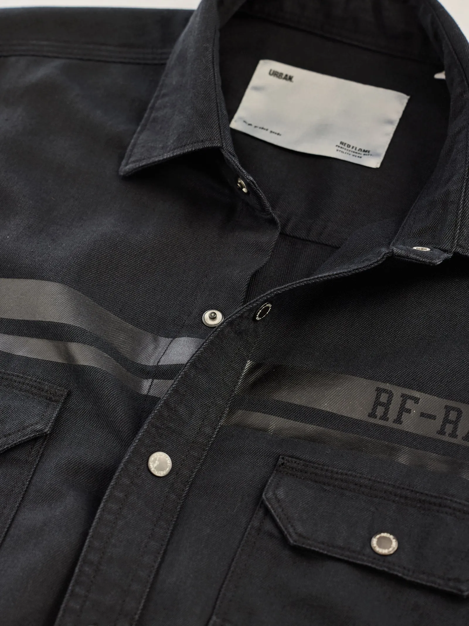 Black Solid Denim Urban Shirt