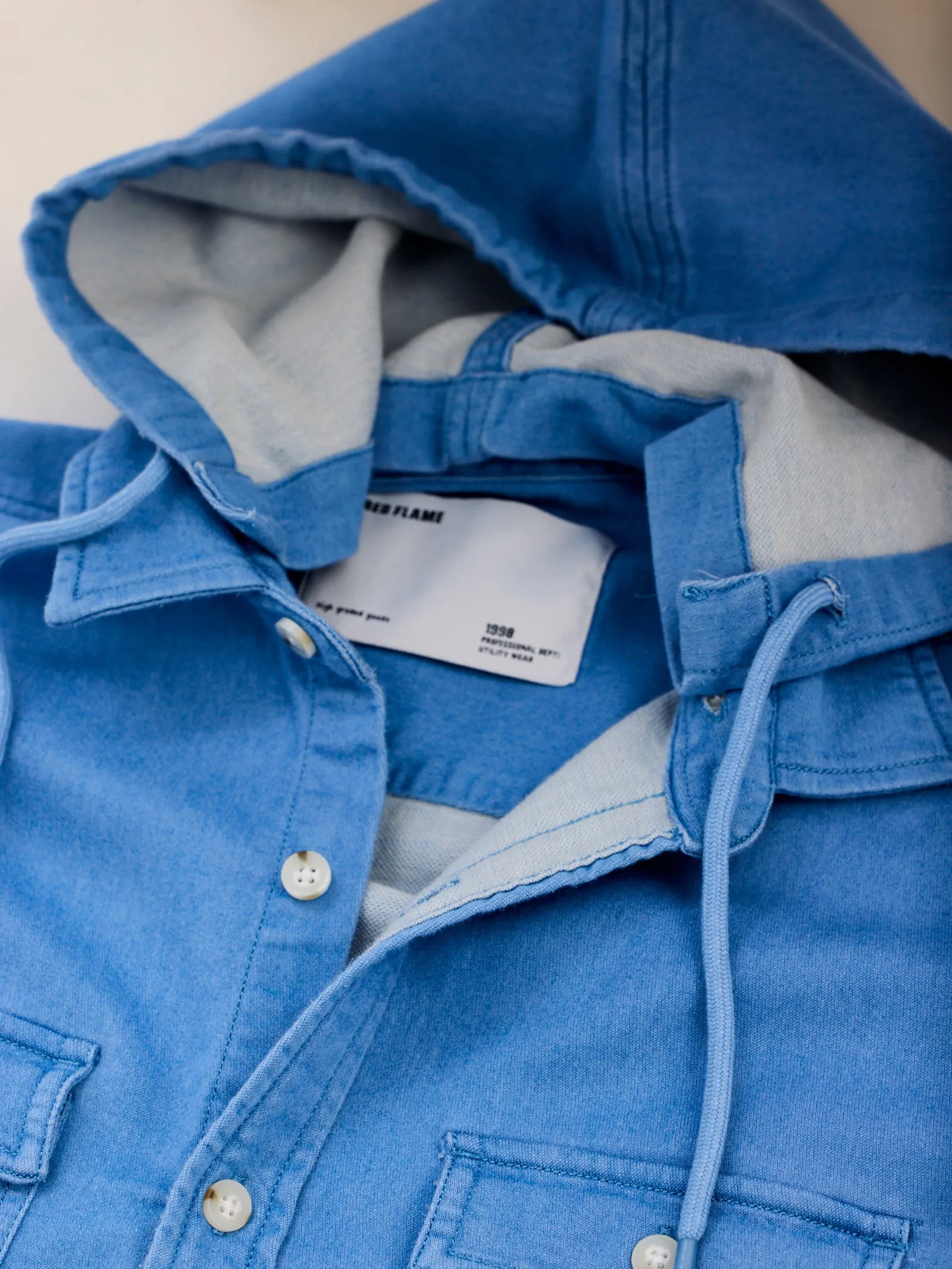 Blue Hooded Denim Shirt