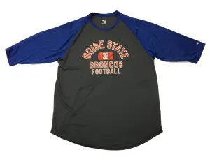 Boise State Broncos Badger Sport Gray 3/4 Sleeve Baseball Style T-Shirt (L)