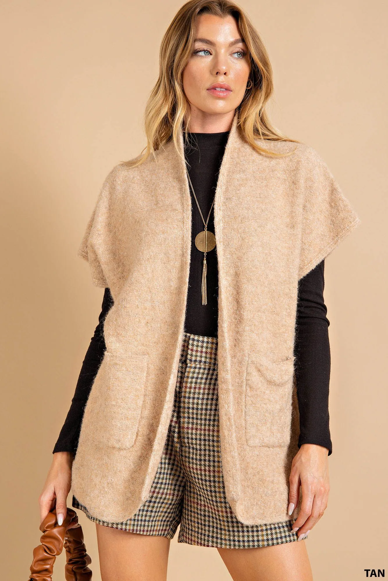 Boucle open sweater cardigan