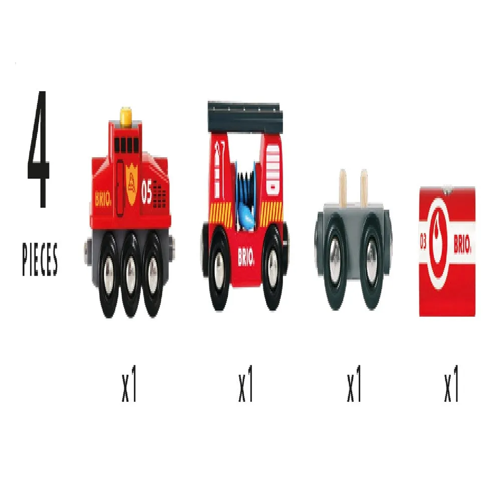 BRIO Vehicle - Rescue Firefighting Train 4 pieces 33844