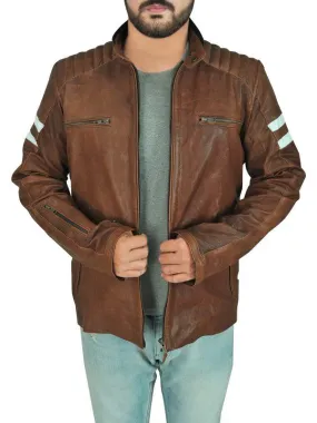 Brown Leather Biker Jacket