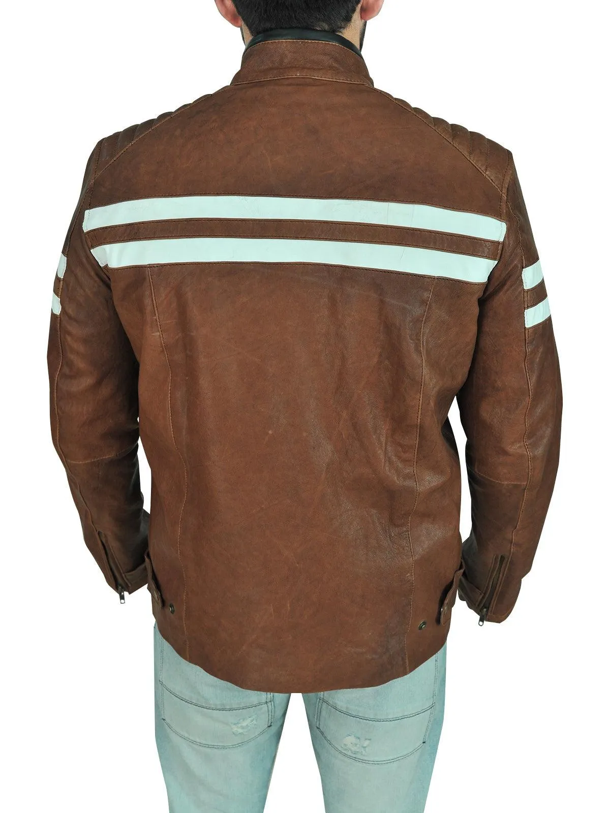 Brown Leather Biker Jacket