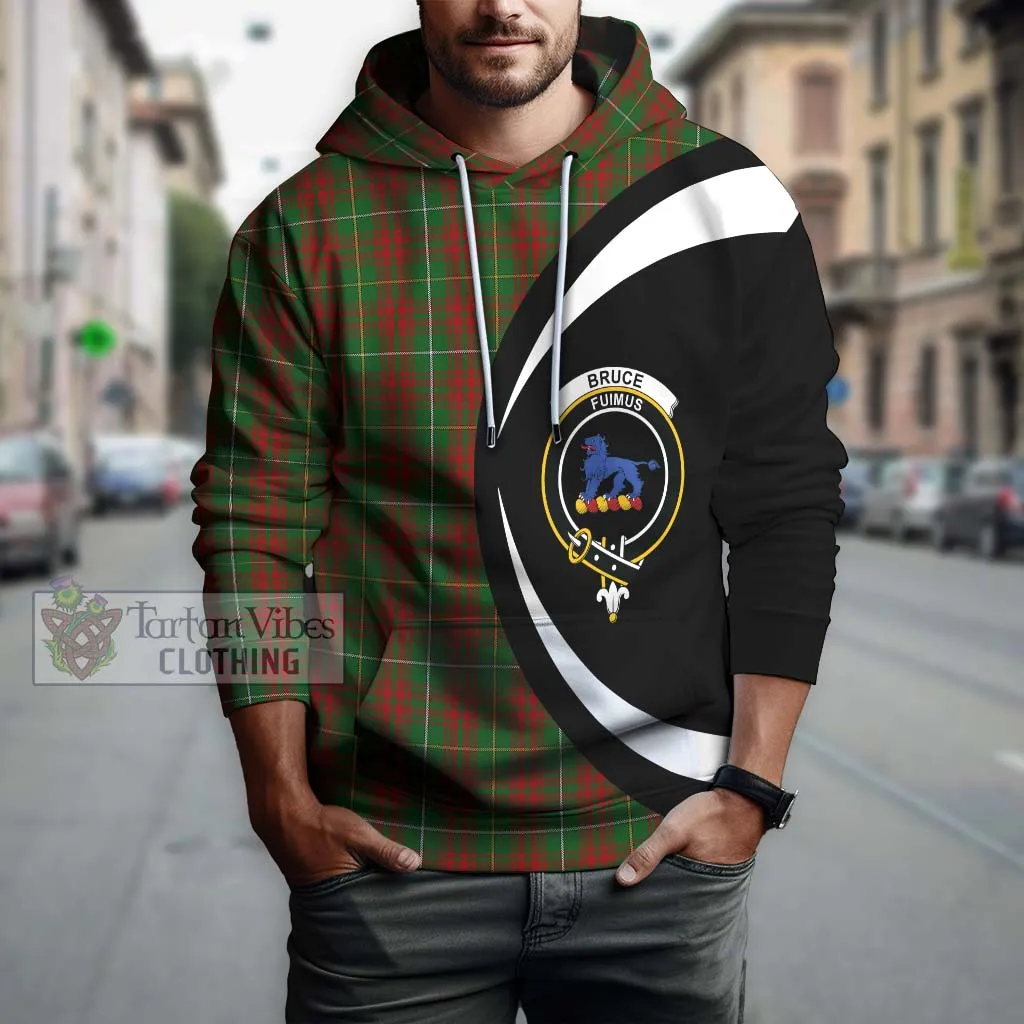 Bruce Hunting Tartan Hoodie with Family Crest Circle Style