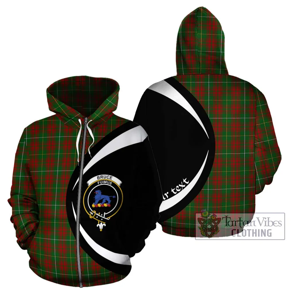 Bruce Hunting Tartan Hoodie with Family Crest Circle Style