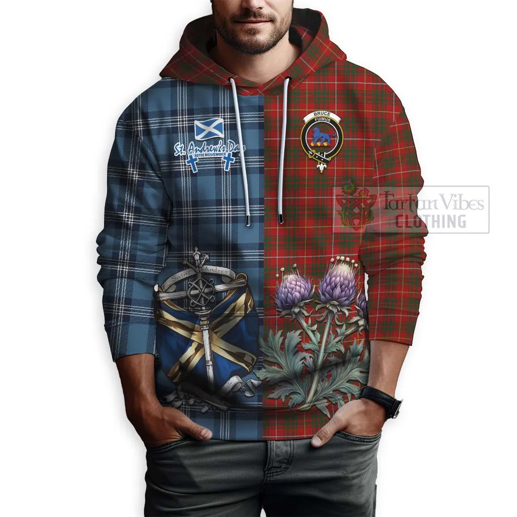 Bruce Tartan Hoodie Happy St. Andrew's Day Half Tartan Style