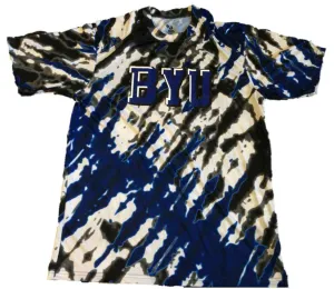 BYU Cougars Badger Sport Blue Gray Black Patterned Performance T-Shirt (L)