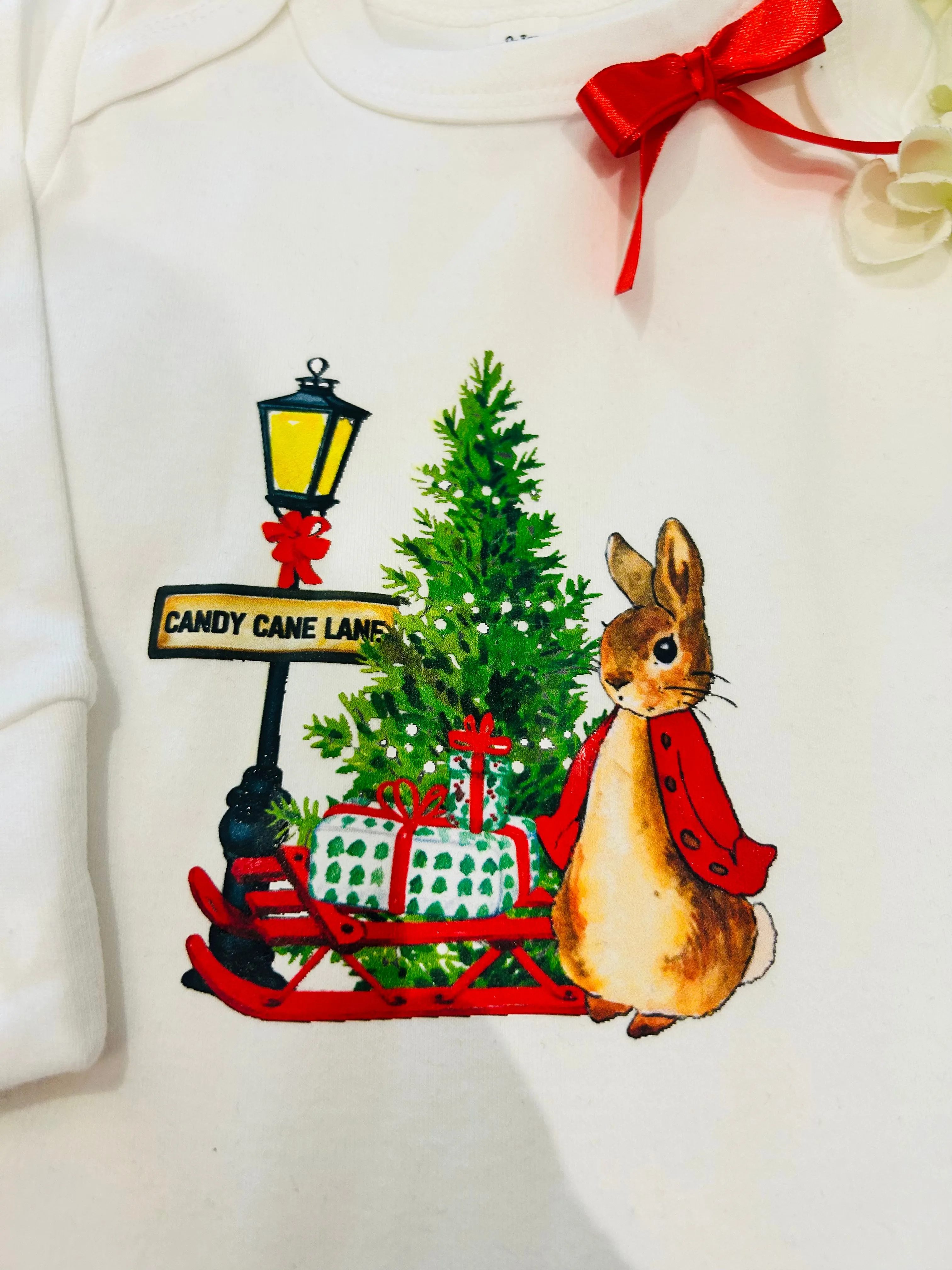 Candy Cane Lane Peter Rabbit romper