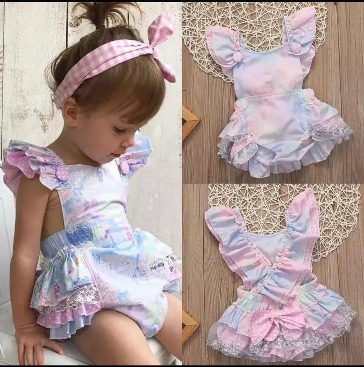 Candy - Pastel Ocean Baby Lace Frill Romper