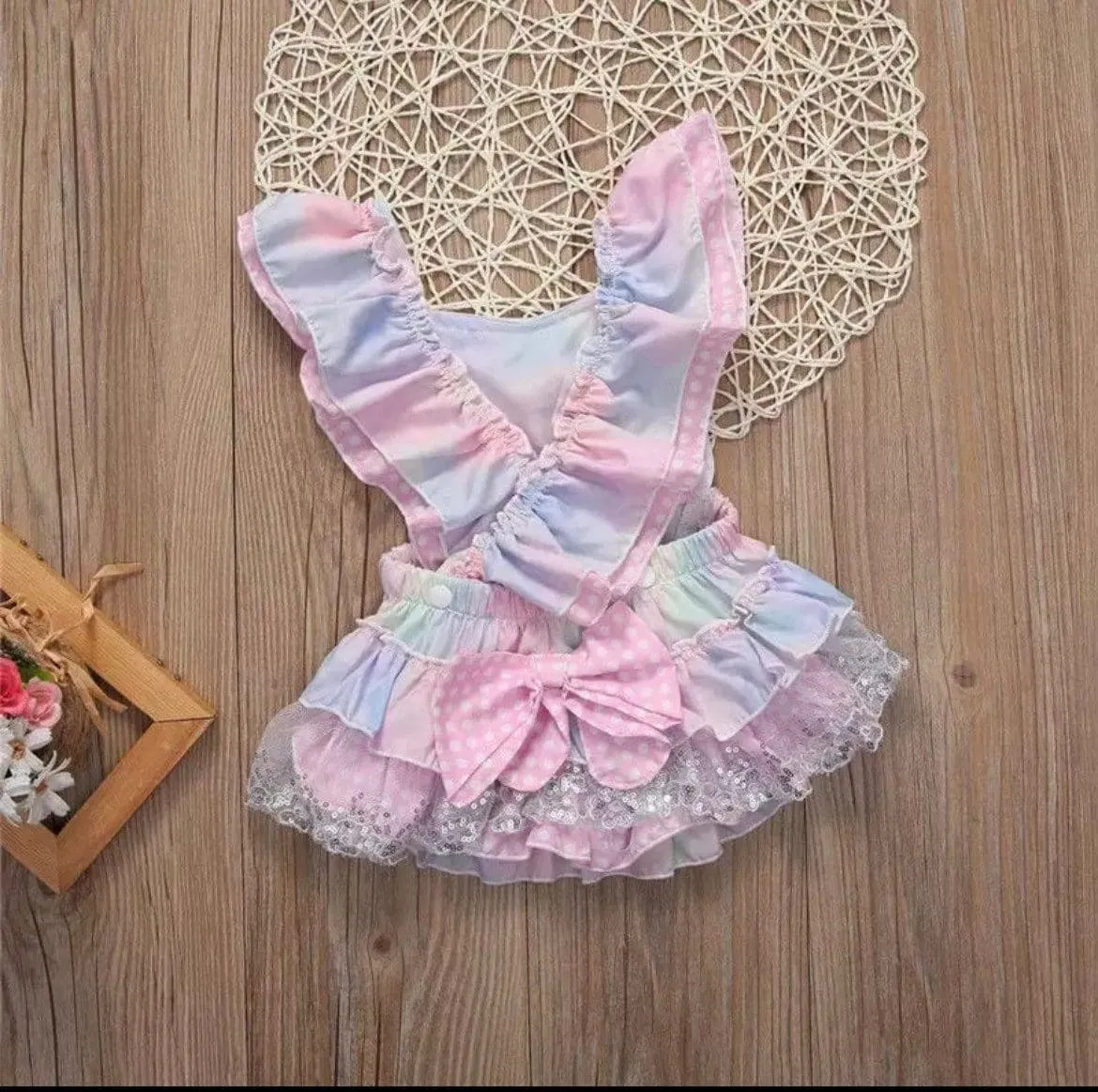 Candy - Pastel Ocean Baby Lace Frill Romper