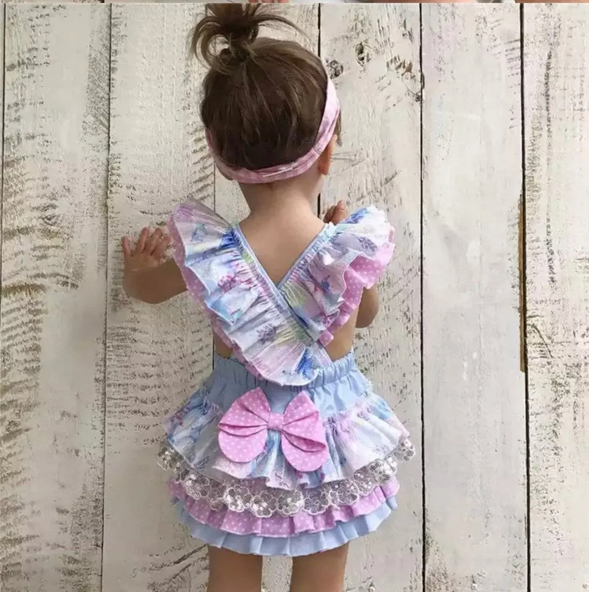 Candy - Pastel Ocean Baby Lace Frill Romper