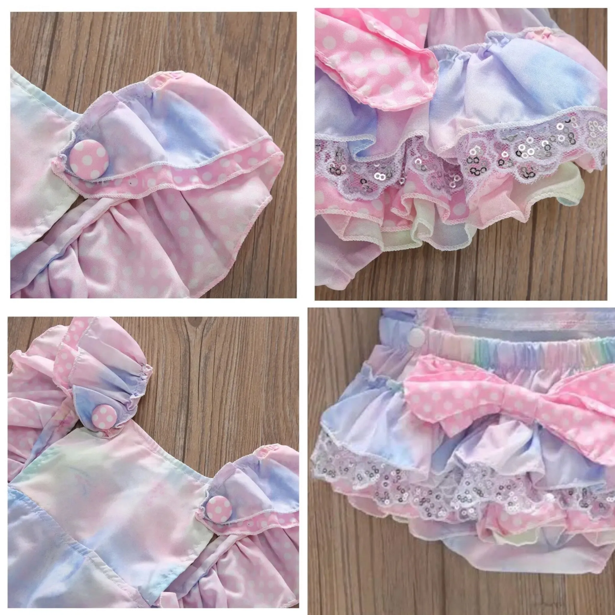 Candy - Pastel Ocean Baby Lace Frill Romper