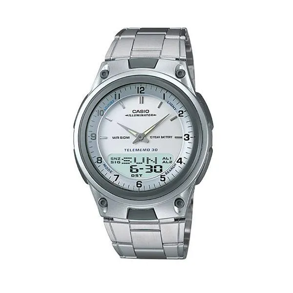 Casio AW-80D-7AVDF Silver Stainless Steel Strap Watch for Men