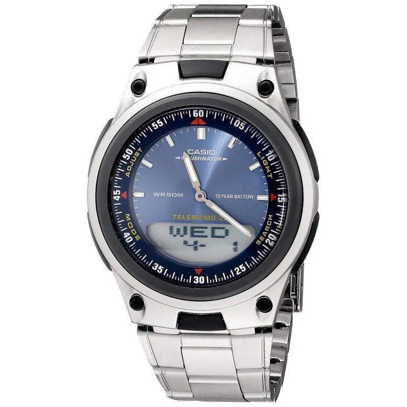 Casio Standard Men's Silver Stainless Steel Strap Watch- AW-80D-2AVDF