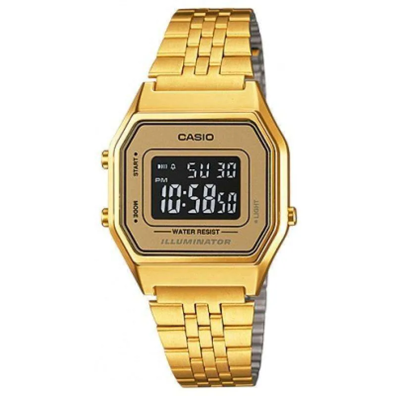 Casio Vintage LA680WGA-9B Gold Plated Watch For Women