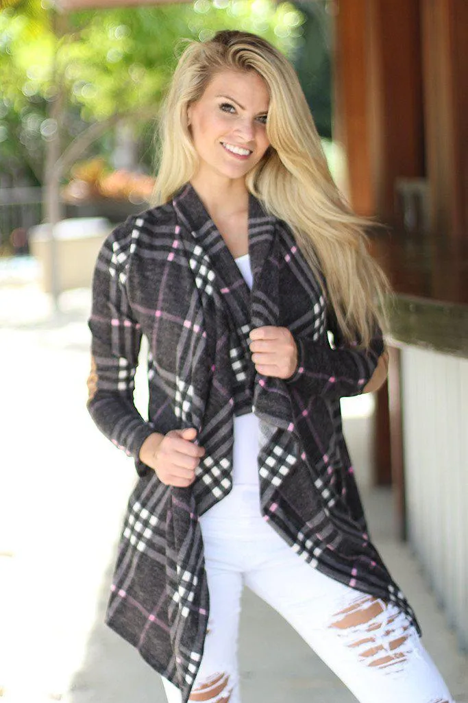 Charcoal Plaid Cardigan