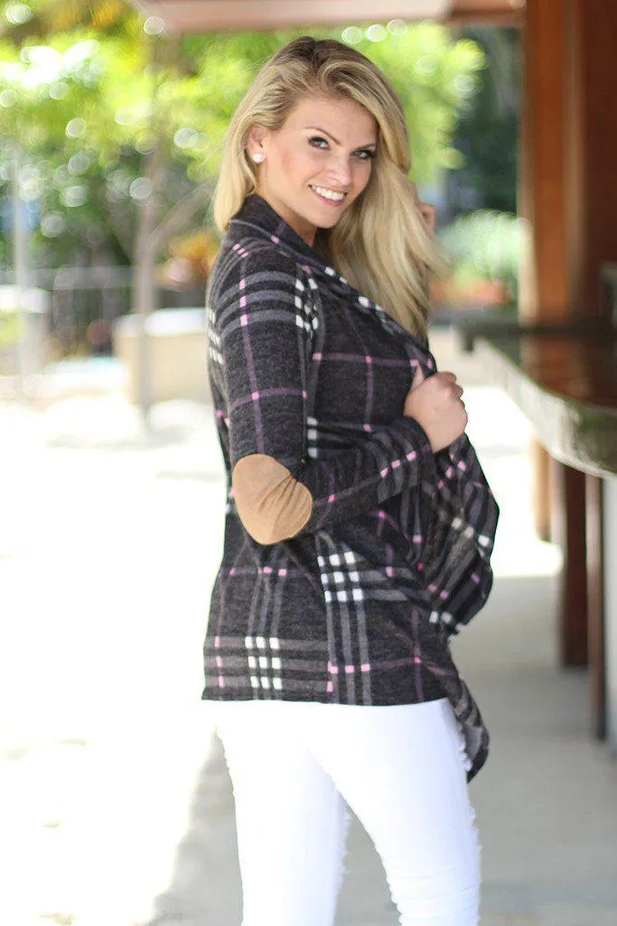 Charcoal Plaid Cardigan