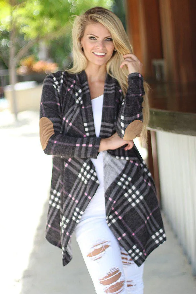 Charcoal Plaid Cardigan